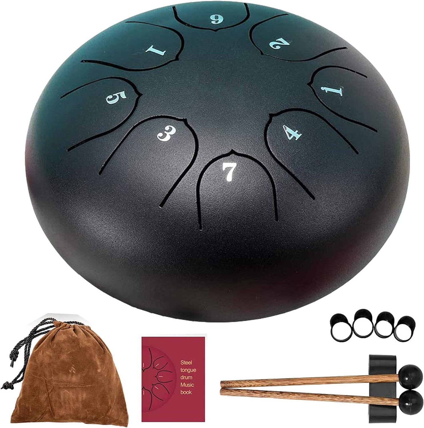 Tongue Drum, Upgraded Steel Tongue Drum 8 Notes 6 Inch, Professional Steel Drum C-Key, Worry Free Drum (Black) for Beginner Adult Kids