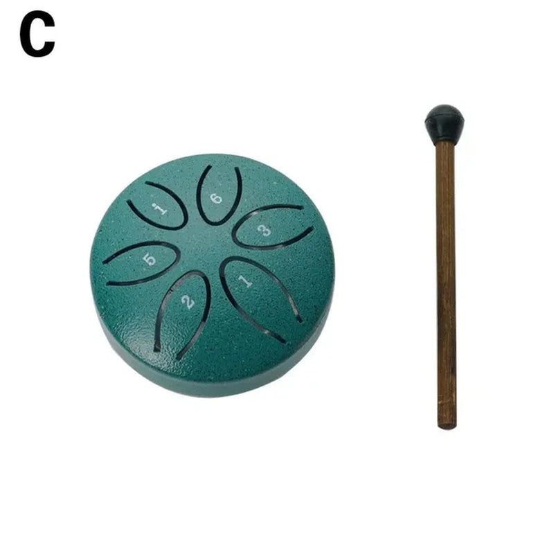 3 Inches Steel Tongue Drum 6 Notes Hand Held Ethereal Drum Zen Meditation Tools Spirit Exercise Percussion Instrument Toys