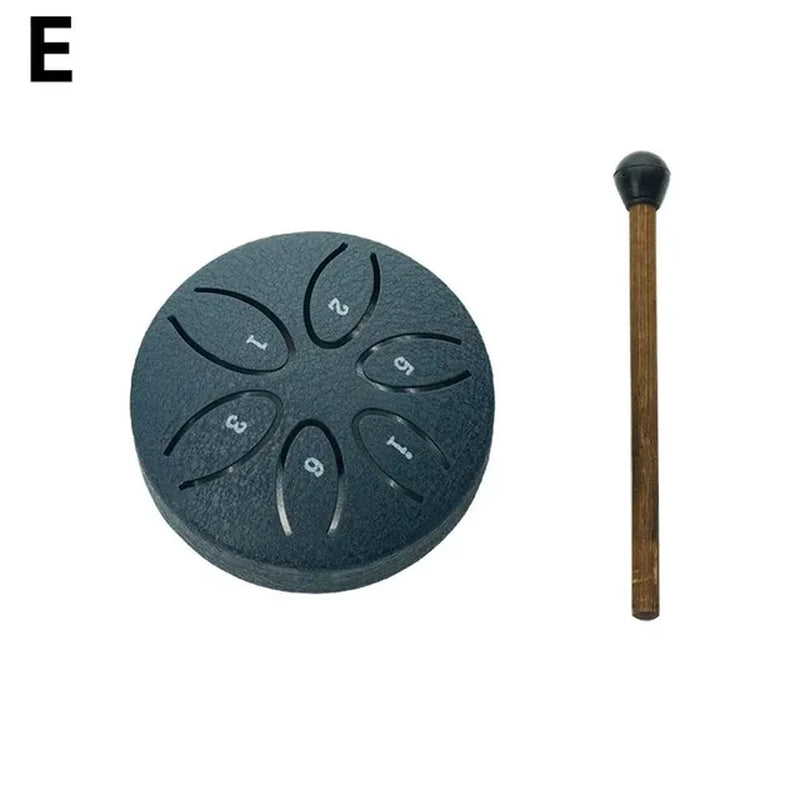 3 Inches Steel Tongue Drum 6 Notes Hand Held Ethereal Drum Zen Meditation Tools Spirit Exercise Percussion Instrument Toys